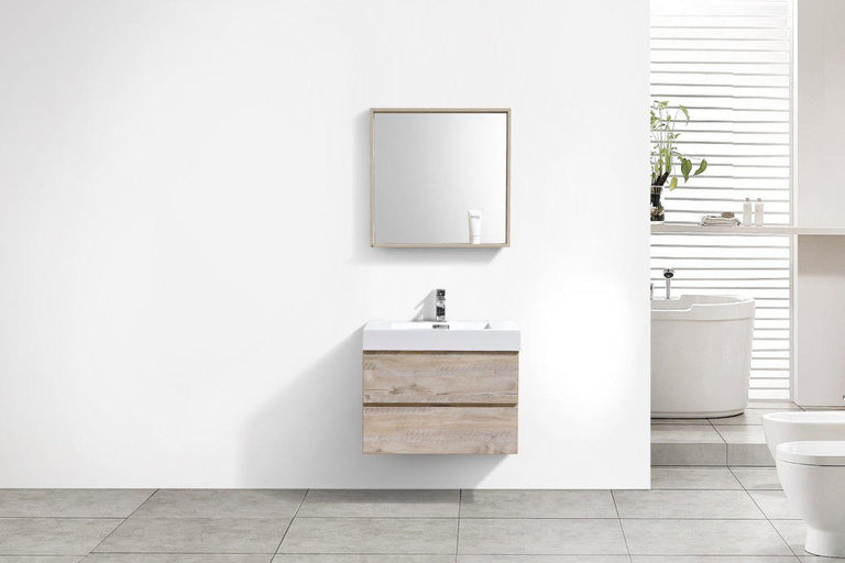 Bliss 30 in. Wall Mount Modern Bathroom Vanity - Nature Wood