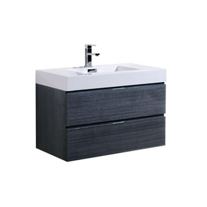 Bliss 36 in. Wall Mount Modern Bathroom Vanity - Gray Oak