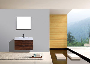 Bliss 36 in. Wall Mount Modern Bathroom Vanity - Walnut