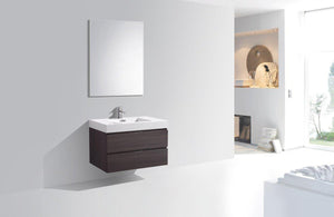 Bliss 36 in. Wall Mount Modern Bathroom Vanity - High Gloss Gray Oak