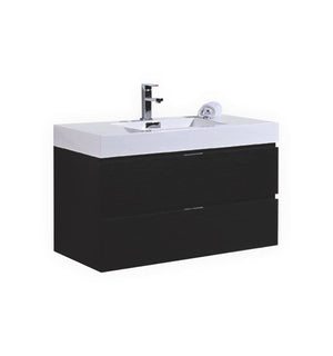 Bliss 40 in. Wall Mount Modern Bathroom Vanity - Black