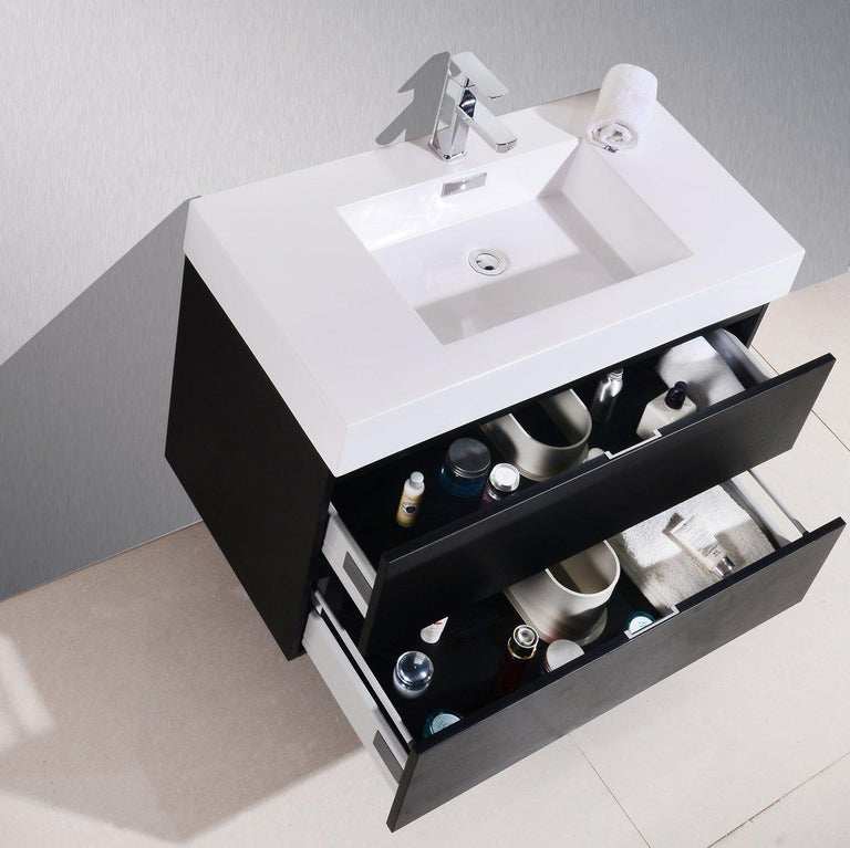Bliss 40 in. Wall Mount Modern Bathroom Vanity - Black