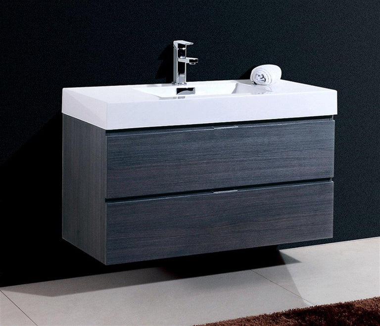 Bliss 40 in. Wall Mount Modern Bathroom Vanity - Gray Oak