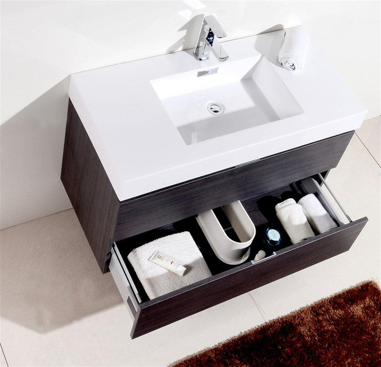 Bliss 40 in. Wall Mount Modern Bathroom Vanity - Gray Oak