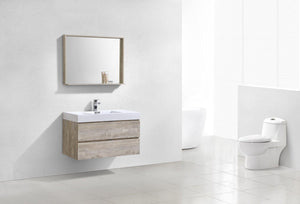 Bliss 40 in. Wall Mount Modern Bathroom Vanity - Nature Wood