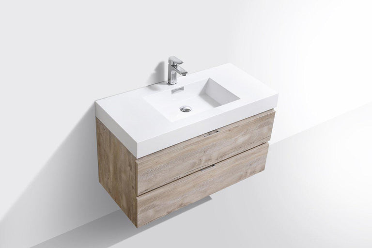 Bliss 40 in. Wall Mount Modern Bathroom Vanity - Nature Wood
