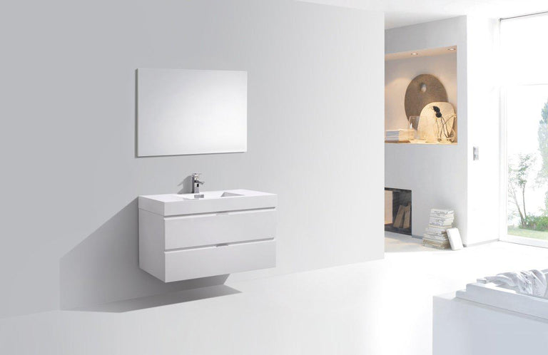 Bliss 40 in. Wall Mount Modern Bathroom Vanity - High Gloss White