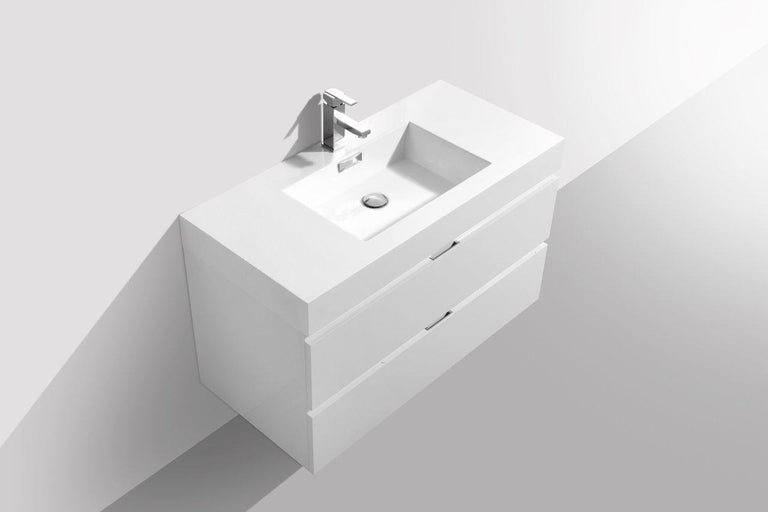 Bliss 40 in. Wall Mount Modern Bathroom Vanity - High Gloss White
