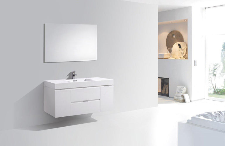Bliss 48 in. Wall Mount Modern Bathroom Vanity - High Gloss White