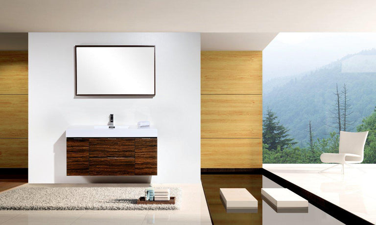 Bliss 48 in. Wall Mount Modern Bathroom Vanity - Walnut