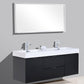 KubeBath Bliss 60 in. Double Sink Wall Mount Modern Bathroom Vanity - Black, BSL60D-BK