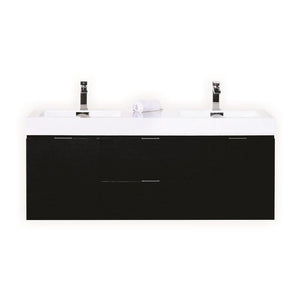 KubeBath Bliss 60 in. Double Sink Wall Mount Modern Bathroom Vanity - Black, BSL60D-BK