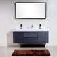 KubeBath Bliss 60 in. Double Sink Wall Mount Modern Bathroom Vanity - Gray Oak, BSL60D-GO