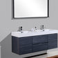 KubeBath Bliss 60 in. Double Sink Wall Mount Modern Bathroom Vanity - Gray Oak, BSL60D-GO