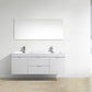KubeBath Bliss 60 in. Double Sink Wall Mount Modern Bathroom Vanity - High Gloss White, BSL60D-GW