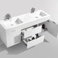 KubeBath Bliss 60 in. Double Sink Wall Mount Modern Bathroom Vanity - High Gloss White, BSL60D-GW