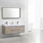 KubeBath Bliss 60 in. Double Sink Wall Mount Modern Bathroom Vanity - Nature Wood, BSL60D-NW