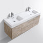 KubeBath Bliss 60 in. Double Sink Wall Mount Modern Bathroom Vanity - Nature Wood, BSL60D-NW
