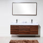 KubeBath Bliss 60 in. Double Sink Wall Mount Modern Bathroom Vanity - Walnut, BSL60D-WNT