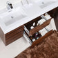 KubeBath Bliss 60 in. Double Sink Wall Mount Modern Bathroom Vanity - Walnut, BSL60D-WNT