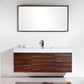 KubeBath Bliss 60 in. Single Sink Wall Mount Modern Bathroom Vanity - Walnut, BSL60S-WNT