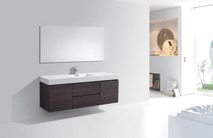 KubeBath, Bliss 60 in. Single Sink Wall Mount Modern Bathroom Vanity - High Gloss Gray Oak, BSL60S-HGGO