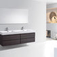 Bliss 72 in. Double Sink Wall Mount Modern Bathroom Vanity - High Gloss Gray Oak