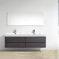 Bliss 72 in. Double Sink Wall Mount Modern Bathroom Vanity - High Gloss Gray Oak