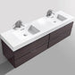 Bliss 72 in. Double Sink Wall Mount Modern Bathroom Vanity - High Gloss Gray Oak