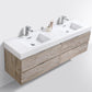 Bliss 72 in. Double Sink Wall Mount Modern Bathroom Vanity - Nature Wood