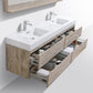 Bliss 72 in. Double Sink Wall Mount Modern Bathroom Vanity - Nature Wood