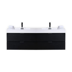 Bliss 80 in. Double Sink Wall Mount Modern Bathroom Vanity - Black