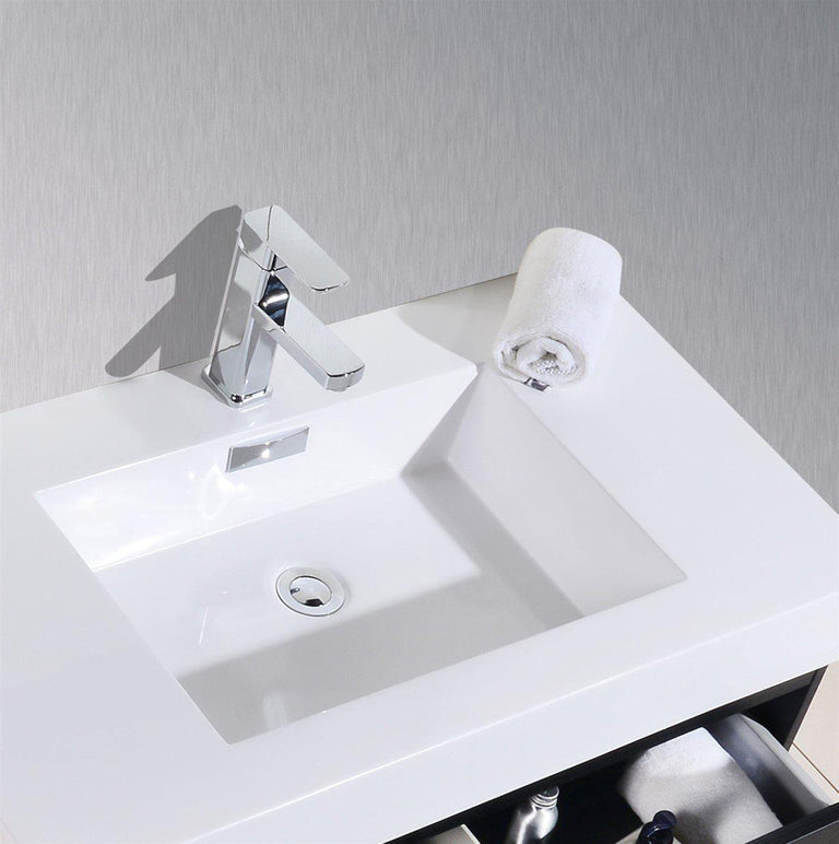 Bliss 80 in. Double Sink Wall Mount Modern Bathroom Vanity - Black