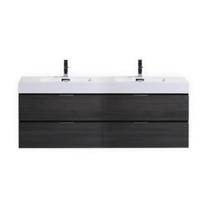 Bliss 80 in. Double Sink Wall Mount Modern Bathroom Vanity - Gray Oak