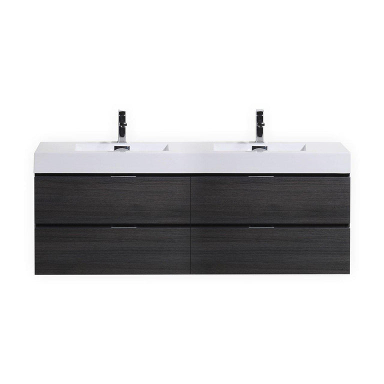 Bliss 80 in. Double Sink Wall Mount Modern Bathroom Vanity - Gray Oak