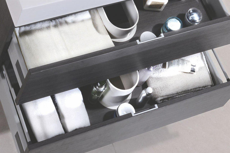 Bliss 80 in. Double Sink Wall Mount Modern Bathroom Vanity - Gray Oak