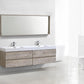 Bliss 80 in. Double Sink Wall Mount Modern Bathroom Vanity - Nature Wood