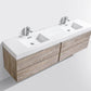 Bliss 80 in. Double Sink Wall Mount Modern Bathroom Vanity - Nature Wood