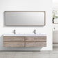 Bliss 80 in. Double Sink Wall Mount Modern Bathroom Vanity - Nature Wood