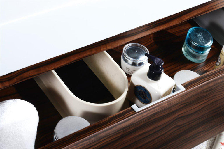 Bliss 80 in. Double Sink Wall Mount Modern Bathroom Vanity - Walnut