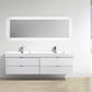 Bliss 80 in. Double Sink Wall Mount Modern Bathroom Vanity - High Gloss White