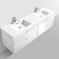 Bliss 80 in. Double Sink Wall Mount Modern Bathroom Vanity - High Gloss White