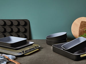 Caraway Complete Bakeware Set in Black with Gold Accents