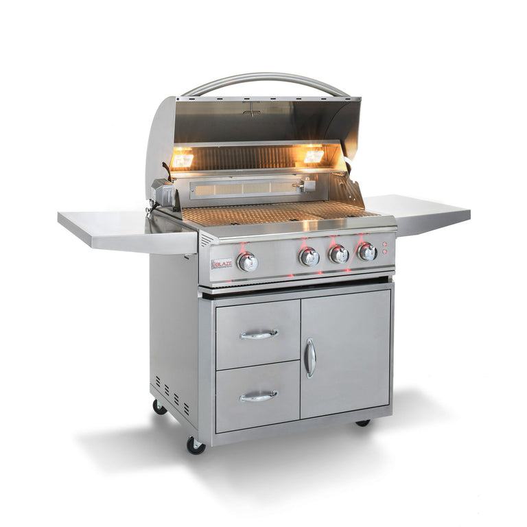 Blaze Professional 34 in., 3 Burner Built-In Natural Gas Grill with Grill Cart, AP-BLZ-3PRO-NG