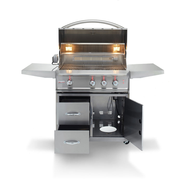 Blaze Professional 34 in., 3 Burner Built-In Natural Gas Grill with Grill Cart, AP-BLZ-3PRO-NG