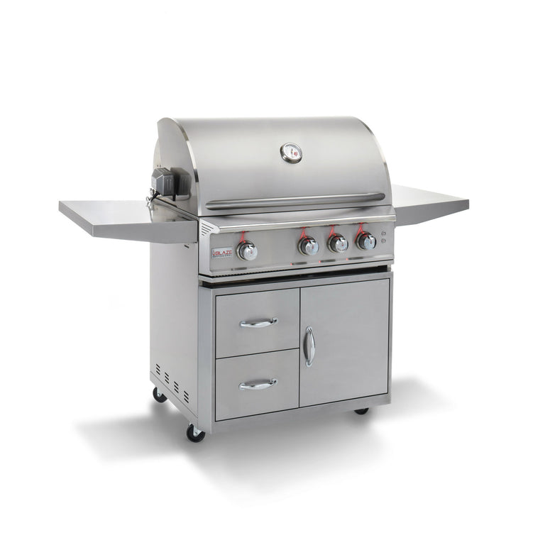 Blaze Professional 34 in., 3 Burner Built-In Propane Gas Grill with Grill Cart, AP-BLZ-3PRO-LP