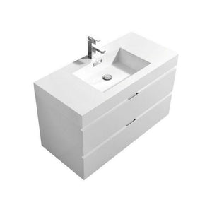 Bliss 40 in. Wall Mount Modern Bathroom Vanity - High Gloss White
