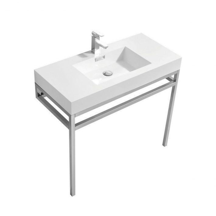 KubeBath Haus 36 in. Stainless Steel Console w/ White Acrylic Sink - Chrome, CH36