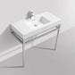 KubeBath Haus 40 in. Stainless Steel Console w/ White Acrylic Sink - Chrome, CH40
