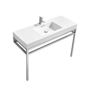 KubeBath Haus 48 in. Stainless Steel Console w/ White Acrylic Sink - Chrome, CH48